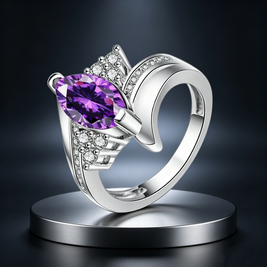 🔥2026 New Arrival ＆ Hot Sale ＆ 50％ Off🔥Asymmetrical Marquise Cut Purple Zircon Ring