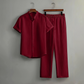 📢📢40% OFF !! ⏰Men's Textured 2-Piece Shirt & Pants Set – Breathable, Stand Collar, Elastic Waist 🌿