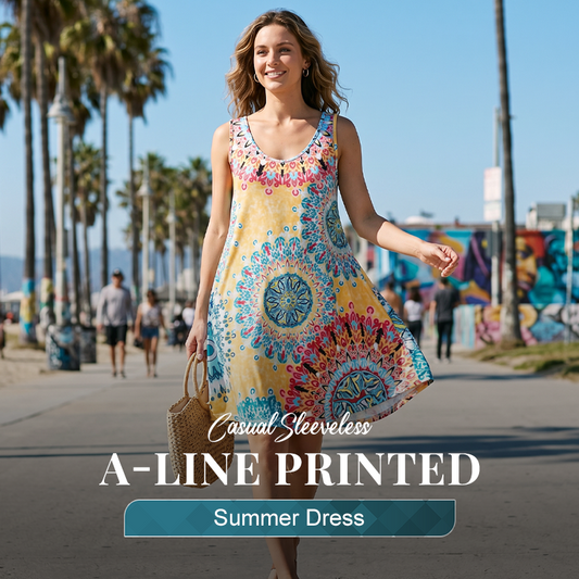 📢📢50% OFF !! ⏰Casual Sleeveless A-Line Printed Summer Dress