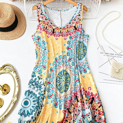 📢📢50% OFF !! ⏰Casual Sleeveless A-Line Printed Summer Dress