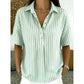 🥳SUMMER HOT SALE🥳💞50K+ SOLD!💥50% OFF! 🔥 Women's Striped Short-Sleeve Shirt – Relaxed Fit, V Neck, 9 Colors 🍂