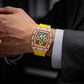 📢📢50% OFF !! ⏰ Luxury Men's Tonneau-Shaped Watch with Rhinestone Embellishment