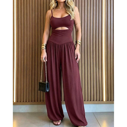🔥2026 New Arrival ＆ Hot Sale ＆ 50％ Off🔥Sleeveless Cutout Wide-Leg Jumpsuit with Back Tie