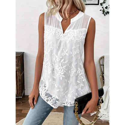 📢📢30% OFF⏰Women’s Chic Floral Lace Sleeveless Shirt