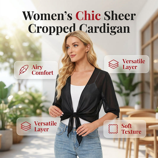 📢📢50% OFF !! ⏰ Women's Chiffon Tie-Front Top – Sheer, Cropped & Elegant – Summer Layering Essential 🍃
