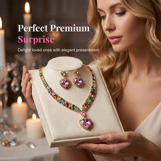 📢📢50% OFF !! ⏰ Sparkling Heart Jewelry Set – Necklace & Earrings, Elegant, Lightweight 💖