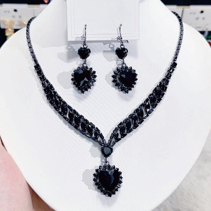 📢📢50% OFF !! ⏰ Sparkling Heart Jewelry Set – Necklace & Earrings, Elegant, Lightweight 💖