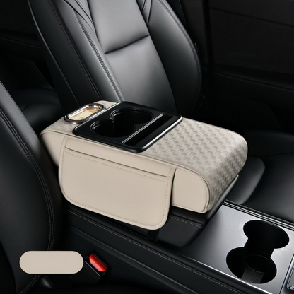 📢📢 50% OFF🚗5-in-1 Car Armrest Organizer – Console Cushion with Storage Bags, Cup Holder & Phone Slot