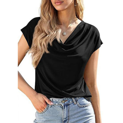 📢📢50% OFF !! ⏰Women's Cowl Neck Cap Sleeve Top