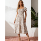 🌸 50% OFF NOW! 🌸Women's Square Neck Smocked Floral Midi Dress