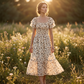 🌸 50% OFF NOW! 🌸Women's Square Neck Smocked Floral Midi Dress