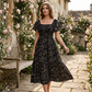🌸 50% OFF NOW! 🌸Women's Square Neck Smocked Floral Midi Dress