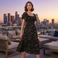 🌸 50% OFF NOW! 🌸Women's Square Neck Smocked Floral Midi Dress