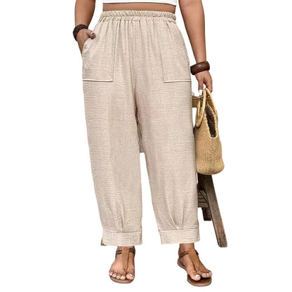 📢📢50% OFF !! ⏰ Women’s Cuffed Ankle Pants – Relaxed Fit, Elastic Waist, Solid Colors 🍂