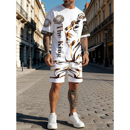 📢📢50% OFF !! ⏰ Men's Lion Graphic Set – Bold, Breathable, Urban Cool 😎