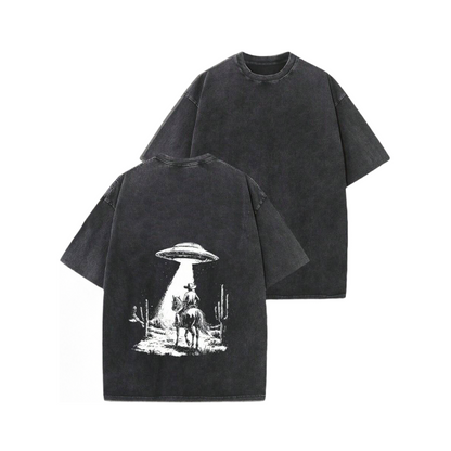 📢📢50% OFF !! ⏰Vintage UFO Cowboy Graphic T-Shirt