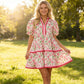 ⏰Summer Hot Sale 50% OFF💃Women's V Neck Floral Short Puff Sleeve Patchwork Casual Boho Mini Dress👍✨Soft Fabric & Comfortable Fit