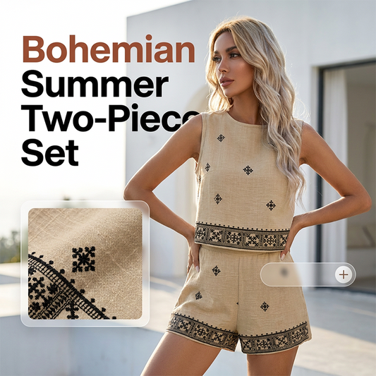 🌸 50% OFF NOW! 🌸Women's Bohemian Print Sleeveless Top & Shorts Set