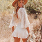 🌸 40% OFF NOW! 🌸Women's Lace Crochet Romper Dress with Built-in Shorts