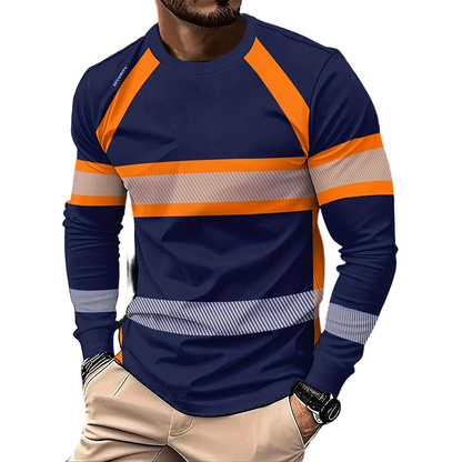📢📢40% OFF !! ⏰ Men's Casual Contrast Stripe Long Sleeve Top