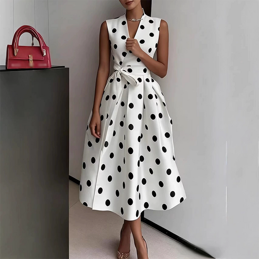 🌸 50% OFF NOW! 🌸 Women's Polka Dot Sleeveless V-Neck Dress