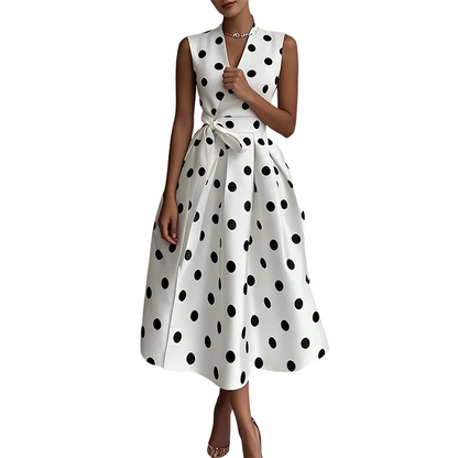 🌸 50% OFF NOW! 🌸 Women's Polka Dot Sleeveless V-Neck Dress