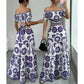 🌸 50% OFF NOW! 🌸Women’s Off-the-Shoulder Waist Cutout Daisy Printed Resort Dress