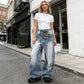 📢📢60% OFF !! ⏰Women's Asymmetrical Waist Wide-Leg Denim Jeans