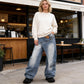 📢📢60% OFF !! ⏰Women's Asymmetrical Waist Wide-Leg Denim Jeans