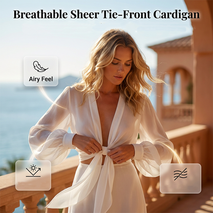 🌸 50% OFF NOW! 🌸Women's Lightweight Chiffon Tie-Front Cardigan