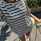 🌸 40% OFF NOW! 🌸American Vintage 2-Piece Set – Striped Tee + High Waist Shorts