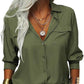 📢📢40% OFF !! ⏰Women's Solid Lapel Long Sleeves Button-Down Shirt
