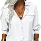 📢📢40% OFF !! ⏰Women's Solid Lapel Long Sleeves Button-Down Shirt