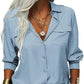 📢📢40% OFF !! ⏰Women's Solid Lapel Long Sleeves Button-Down Shirt