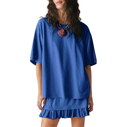 📢📢40% OFF !! ⏰Women's Oversized T-Shirt & Ruffle Skirt 2-Piece Set 🌸