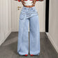 📢📢50% OFF !! ⏰Women's Asymmetrical Waist Wide Leg Jeans