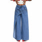 📢📢50% OFF !! ⏰Women's Asymmetrical Waist Wide Leg Jeans