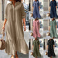 📢📢60% OFF !! ⏰Women's Vintage Lapel Neck Long Dress