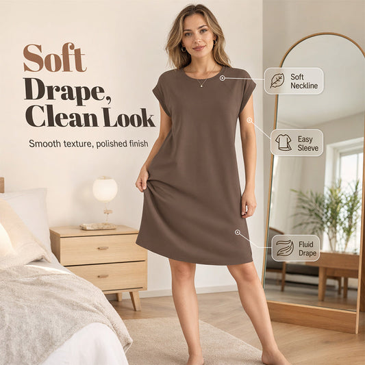 🌸 60% OFF NOW! 🌸Women's Crew Neck Solid Color Dress