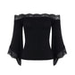 🌸 60% OFF NOW! 🌸Women’s Chic Black Slim Fit Off-Shoulder Flare Sleeve T-Shirt