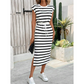 🌸 40% OFF NOW! 🌸Women's Striped Drawstring Waist Split Midi Dress