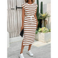 🌸 40% OFF NOW! 🌸Women's Striped Drawstring Waist Split Midi Dress