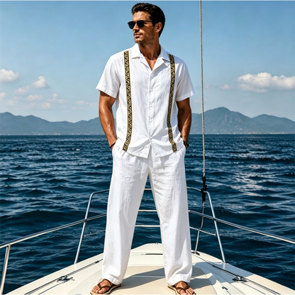 📢📢50% OFF !! ⏰Men's Breathable Shirt & Pants 2-Piece Set