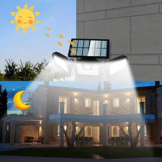 📢📢60% OFF !! ⏰Solar 3-Heads Wall Light With Sensor Lighting Function