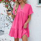 📢📢60% OFF !! ⏰Fashion Loose V-Neck Pleated Short Dress