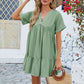 📢📢60% OFF !! ⏰Fashion Loose V-Neck Pleated Short Dress