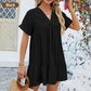📢📢60% OFF !! ⏰Fashion Loose V-Neck Pleated Short Dress
