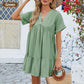 📢📢60% OFF !! ⏰Fashion Loose V-Neck Pleated Short Dress