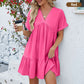 📢📢60% OFF !! ⏰Fashion Loose V-Neck Pleated Short Dress