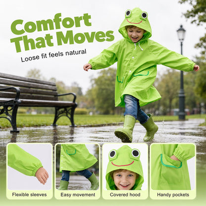 📢📢60% OFF !! ⏰Waterproof Kids Rain Poncho with Hood